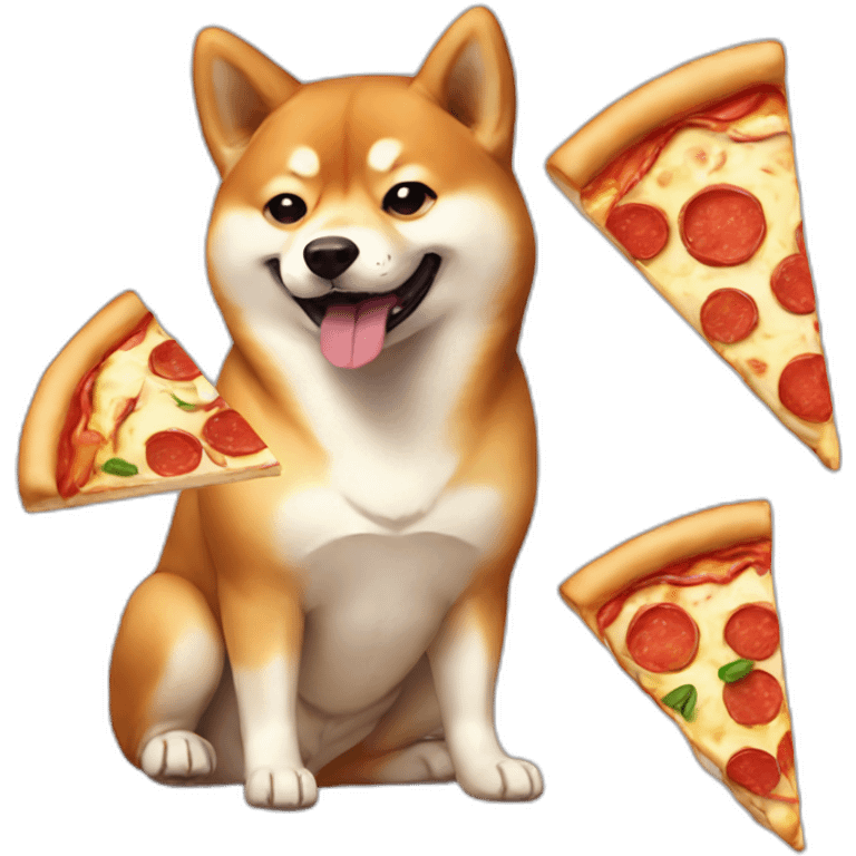 Shiba dog with pizza emoji