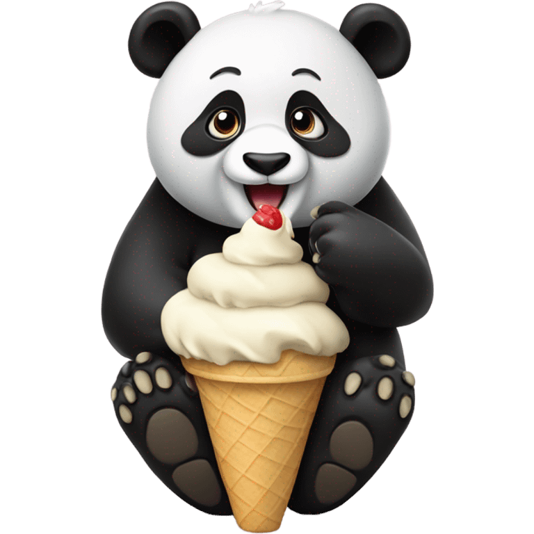 Panda eating ice cream emoji