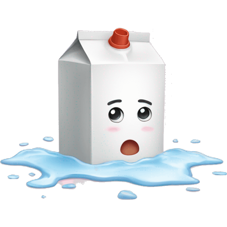 Sad milk box with spilled milk emoji