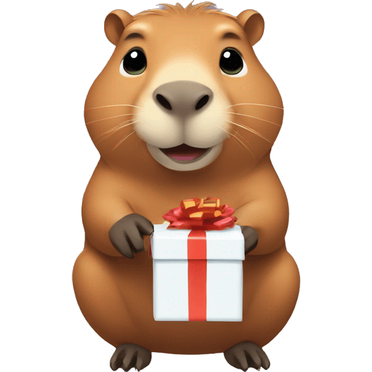 Capybara holding a gift emoji