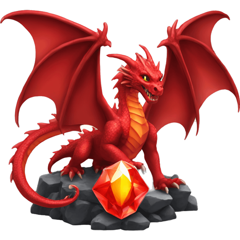 Red dragon guarding red crystal emoji