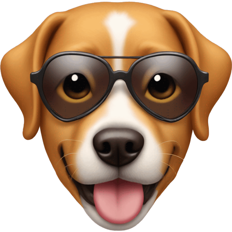 Dog wearing heart sun glasses emoji