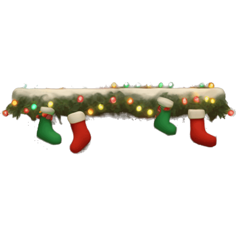 Brick Fireplace with and Christmas lights and stockings emoji