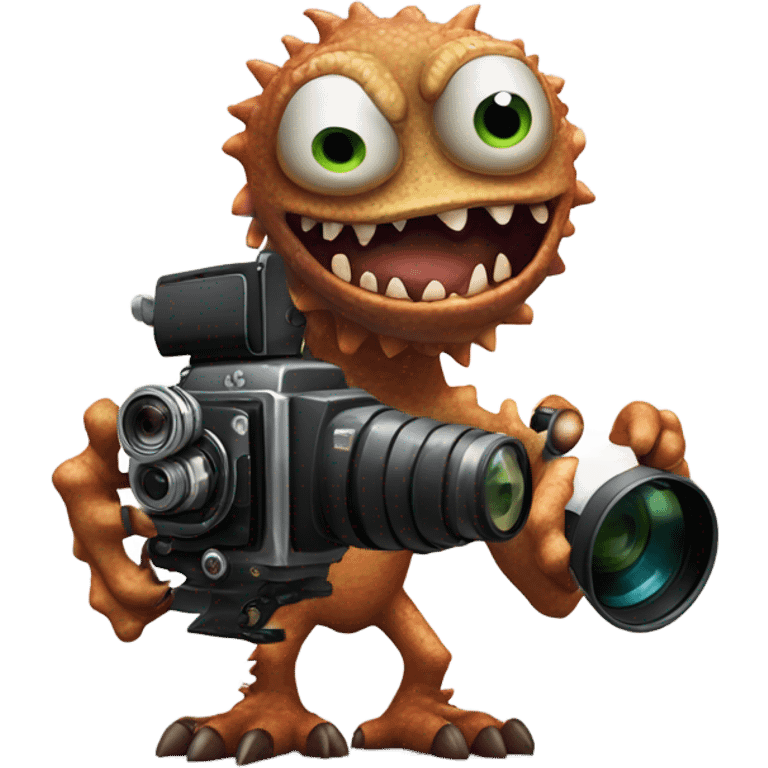 A monster with a film camera emoji