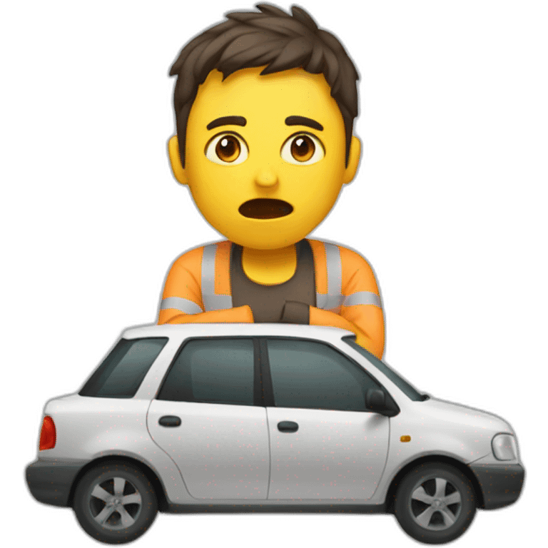 a traffic and a frustrated person emoji