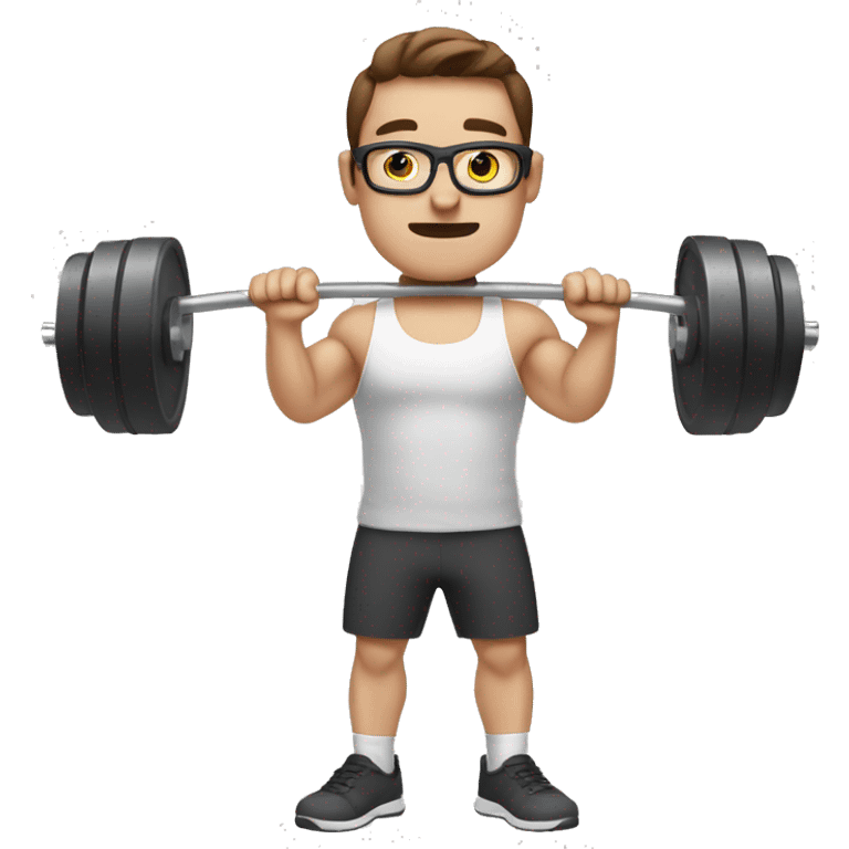 white nerd guy with brown hair doing weight training emoji