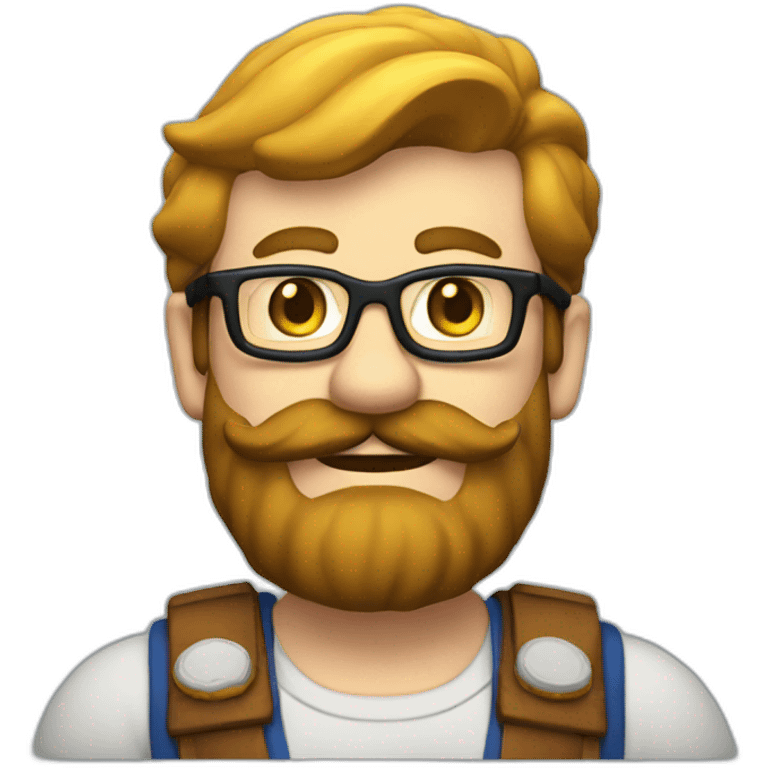 Super Mario nerd with beard emoji