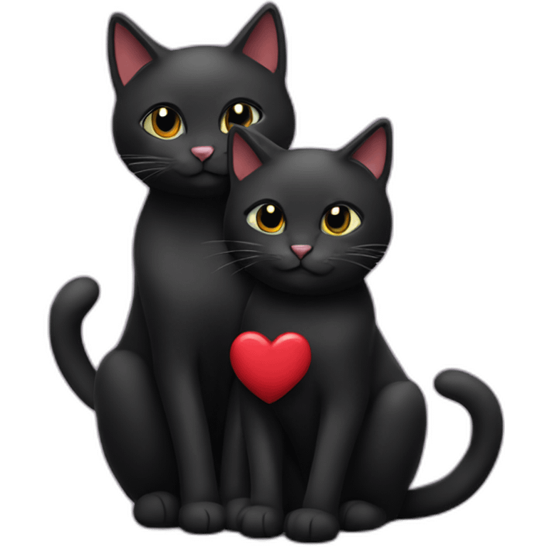 2 black cats in love emoji