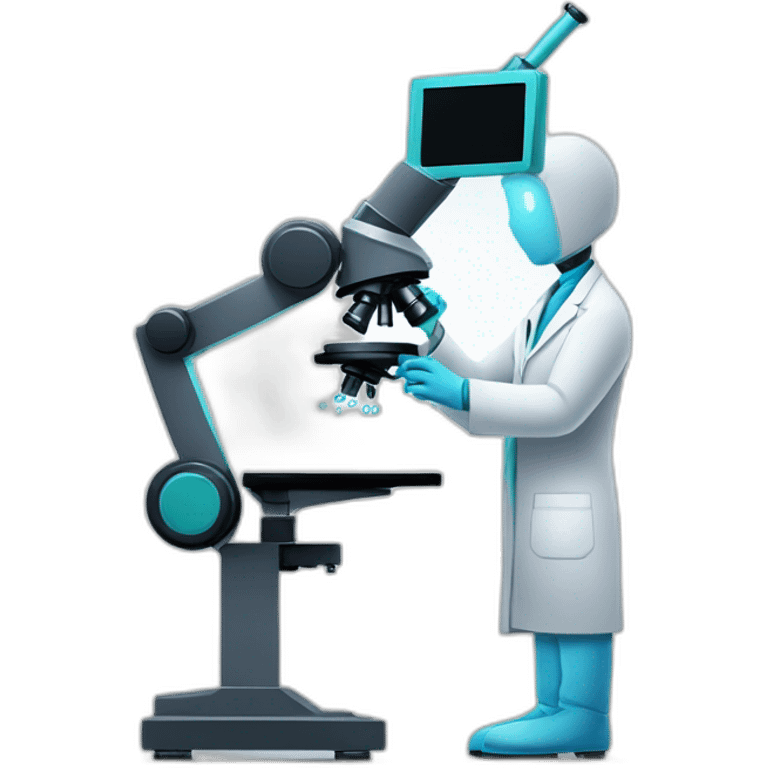 medical lab bot in white coat looking through microscope emoji