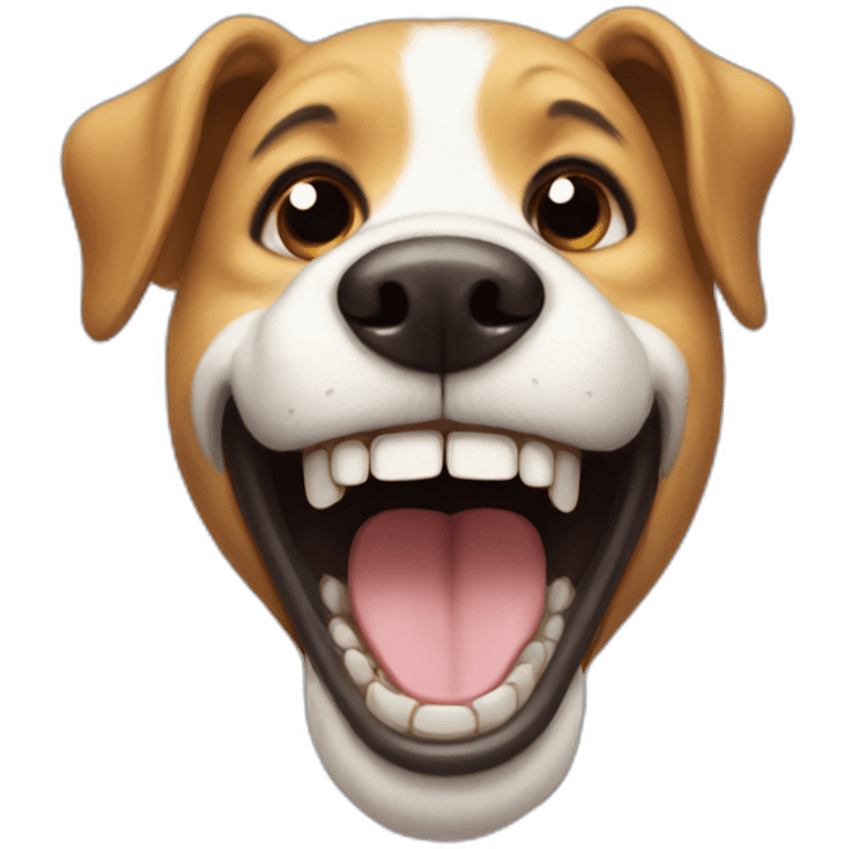 Smiling dog with human teeth emoji