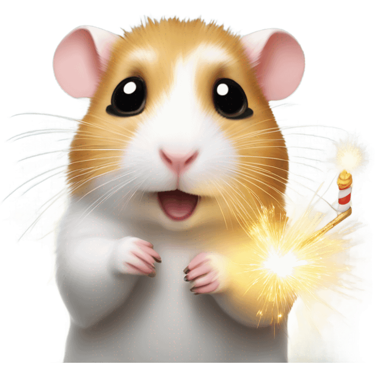 Christmas hamster with sparkler emoji