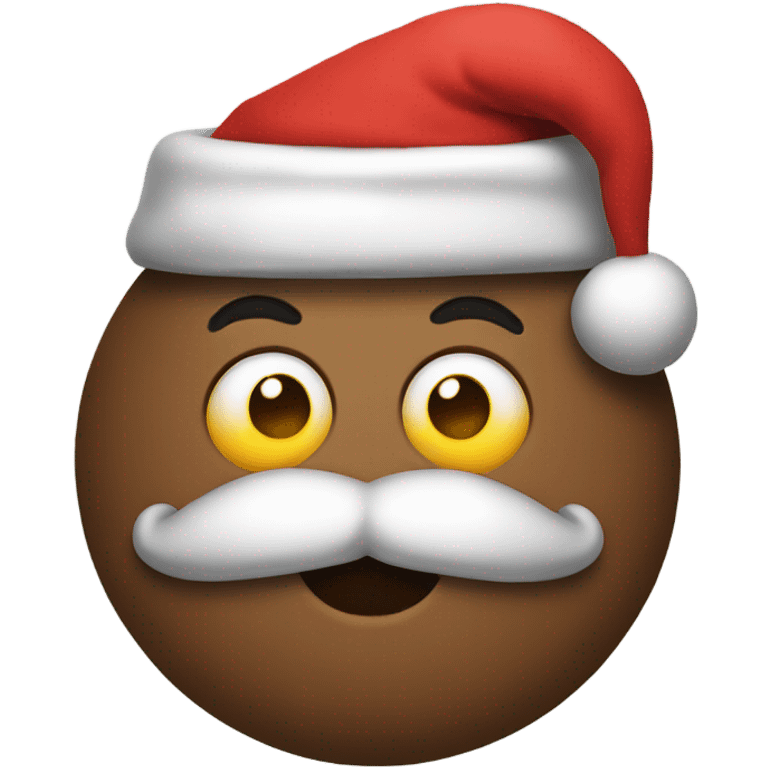 Poop emoji wearing Santa hat emoji