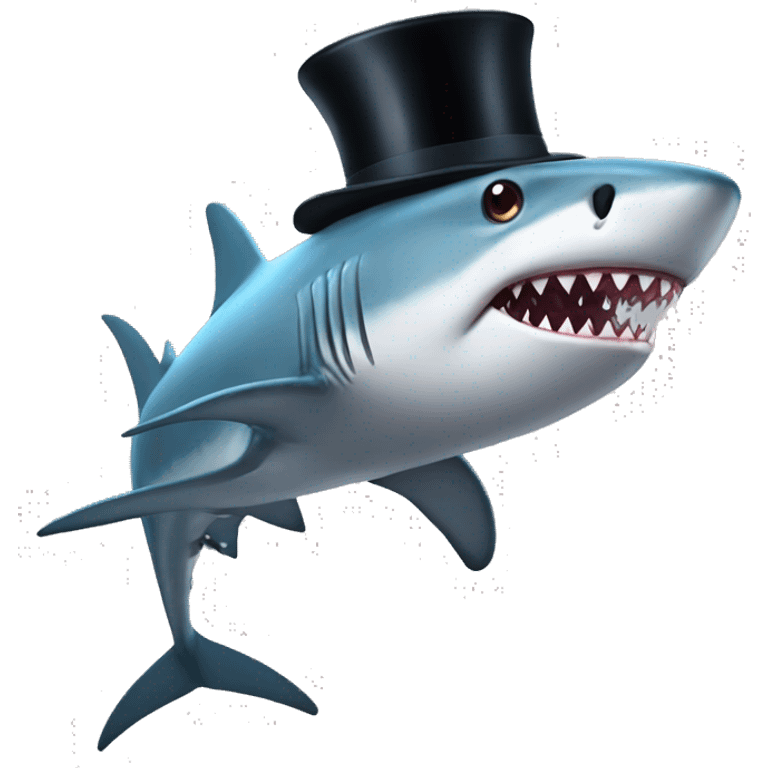 Shark with a top hat emoji