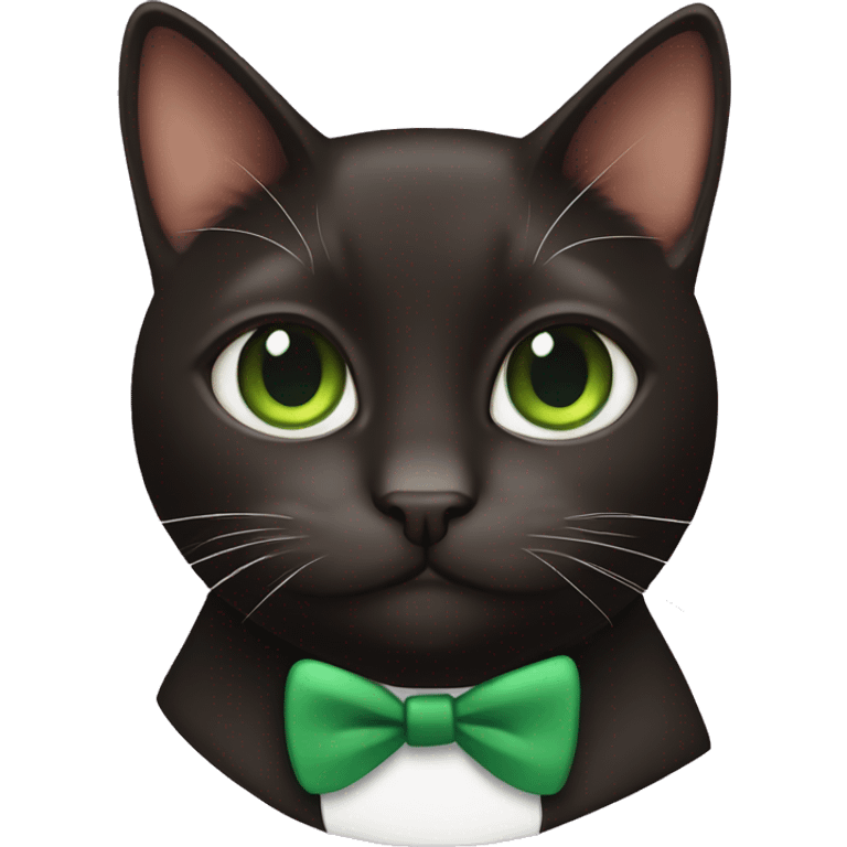 Cute Dark brown Tuxedo cat with green eyes emoji