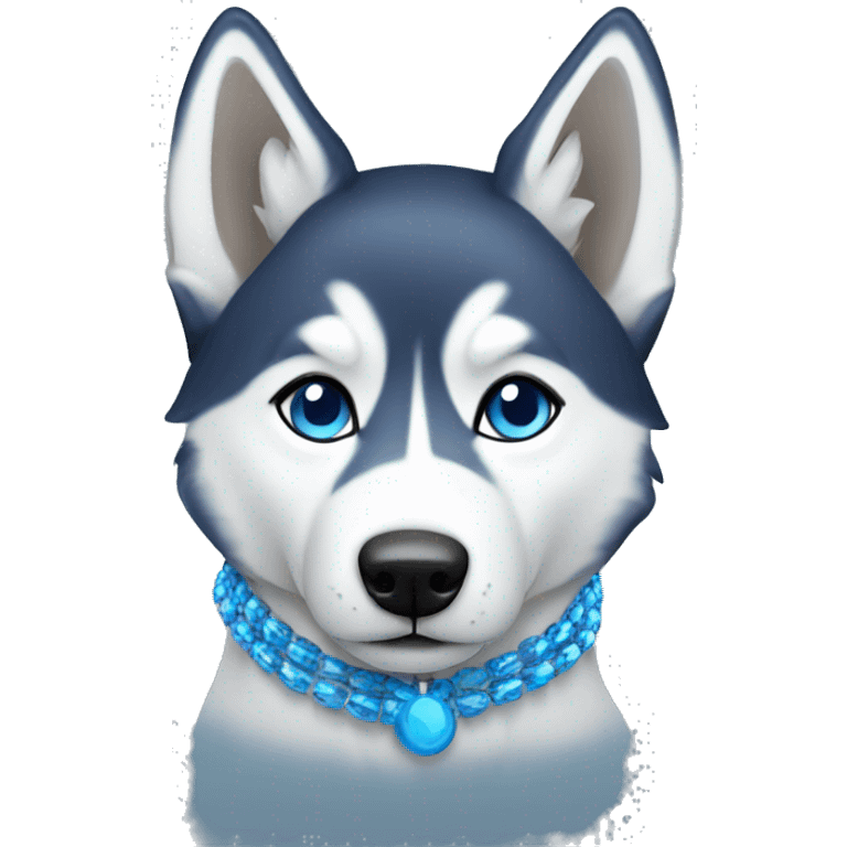 Husky with blue necklace  emoji