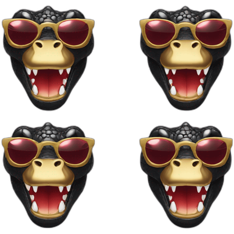 Black and red crocodile with sunglasses and gold teeth emoji