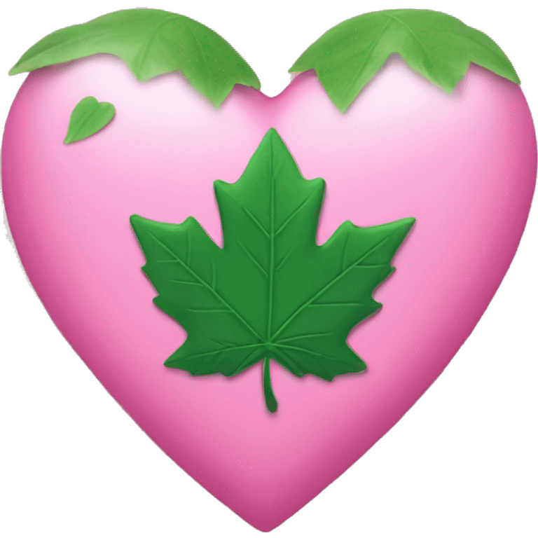 Leafs on a pink heart emoji