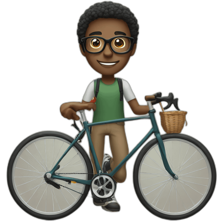 Black Man with nerd glasses in a bike emoji