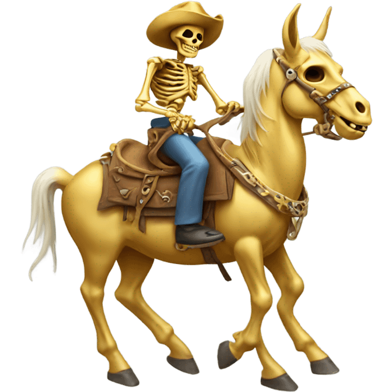 proud Golden skeleton riding donkey emoji