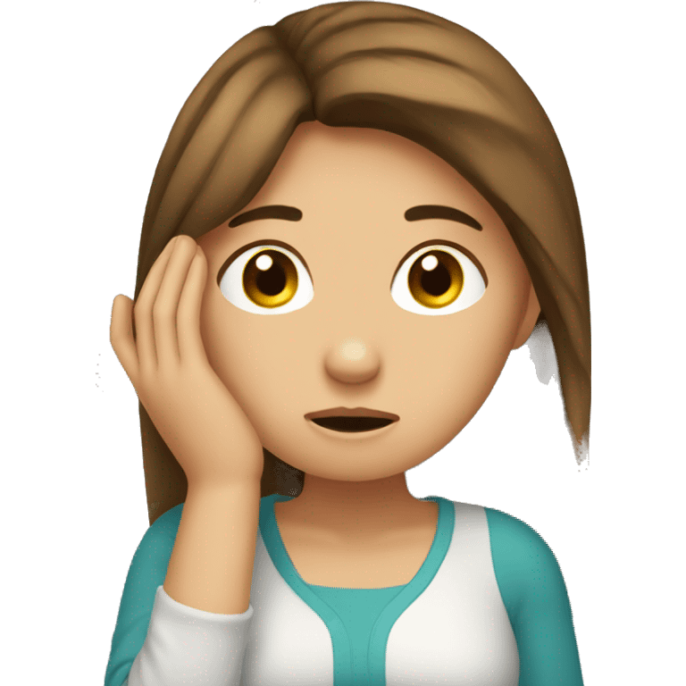 Brown hair girl with facepalm emoji