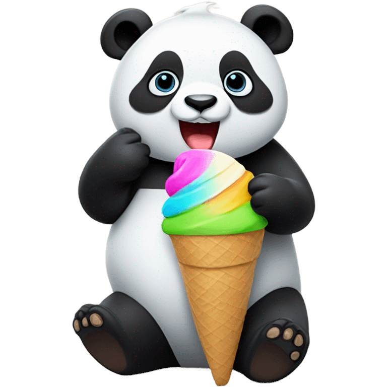 Panda eating ice cream emoji