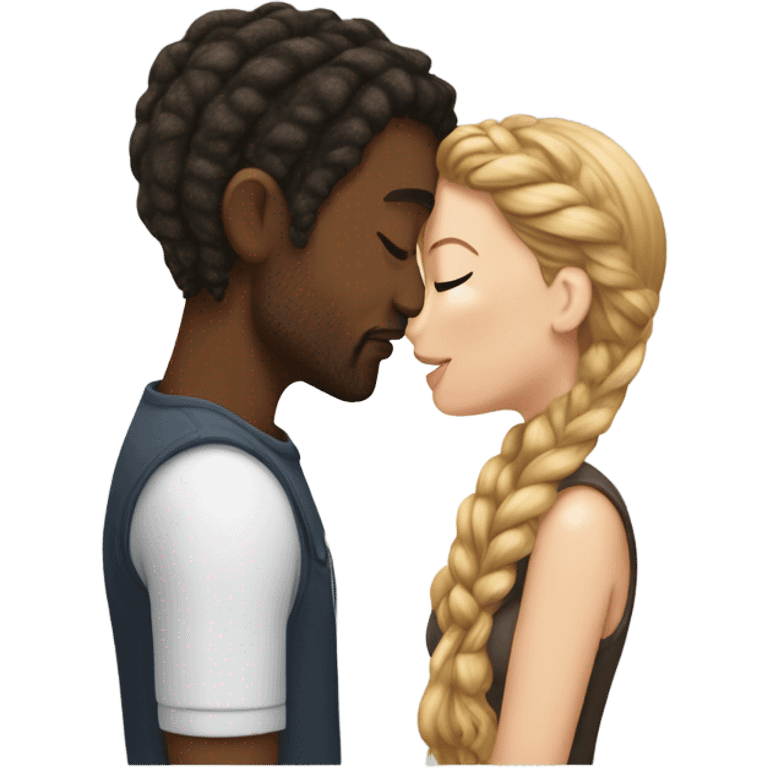 black male braids kissing white female brown hair  emoji