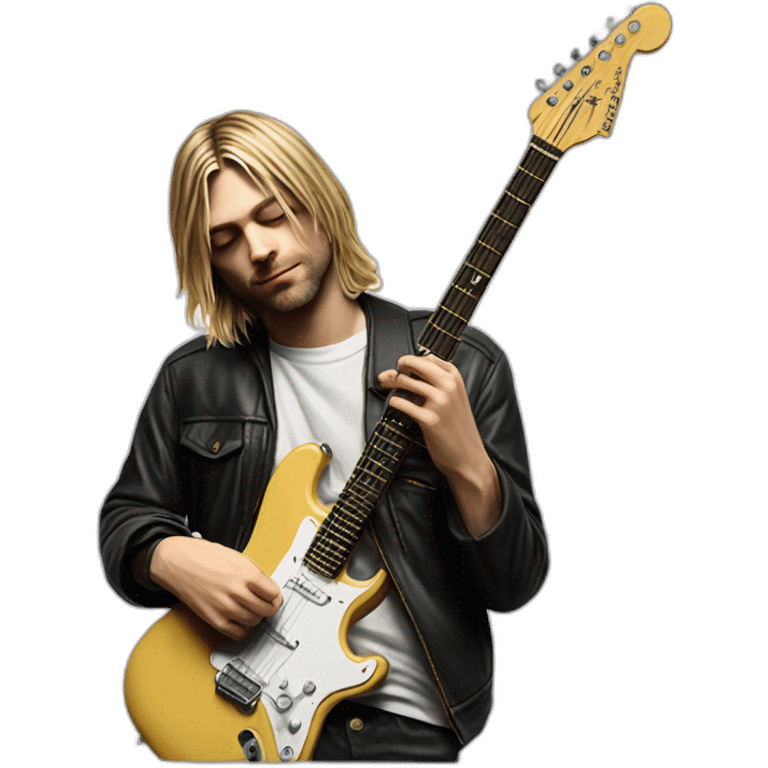 hyper realistic Kurt cobain playing a fender guitar emoji