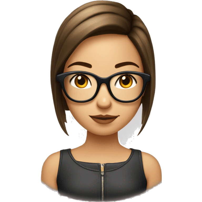 Fille a lunettes cheveux lisse court avec meche sur la droite emoji