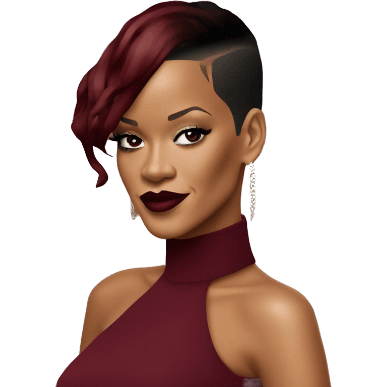 realistic singer Rihanna in a burgundy dress emoji