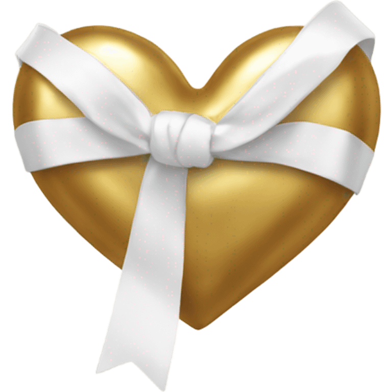 Gold heart with white ribbon emoji