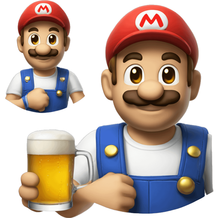 Mario plumber drinking beer with a shirt with the letters “HOPE” emoji