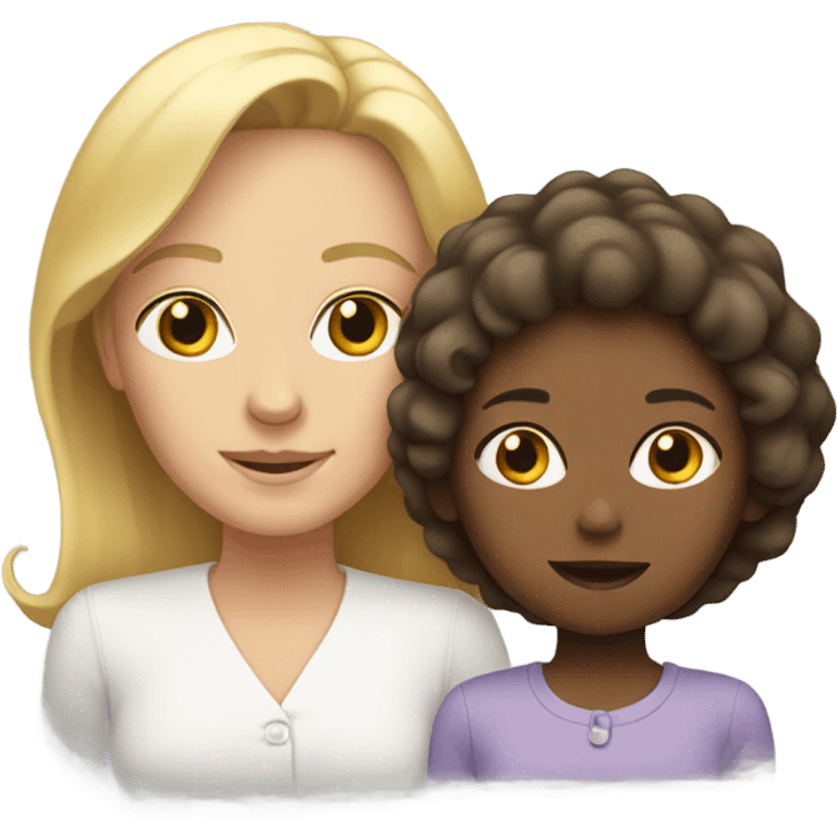 White mom and daughter emoji