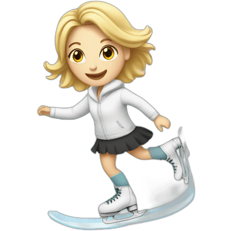 A white woman ice skating emoji