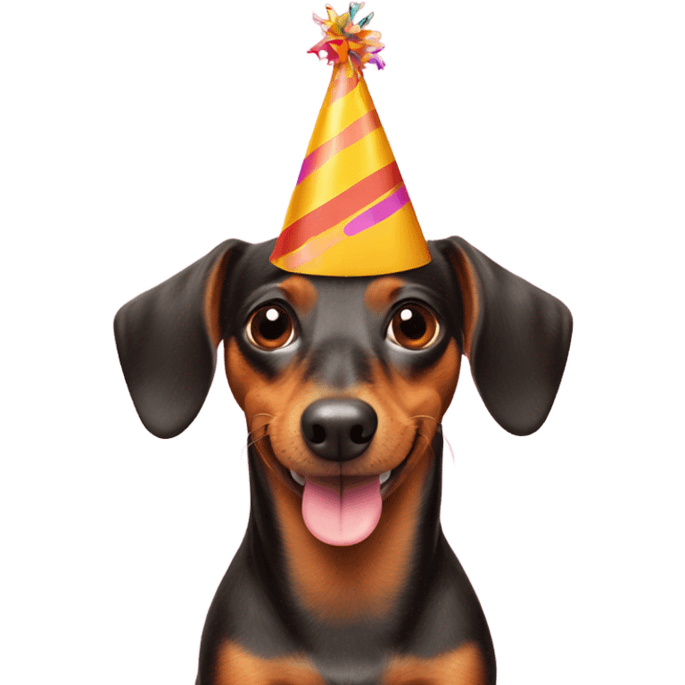 Wiener dog and a party hat emoji