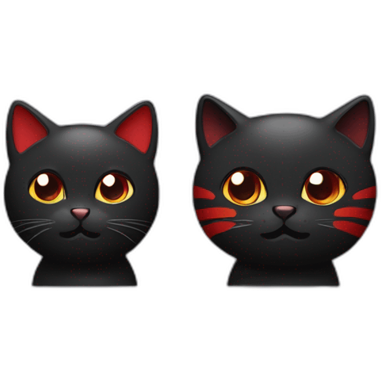 Two super cute cats, black and red emoji