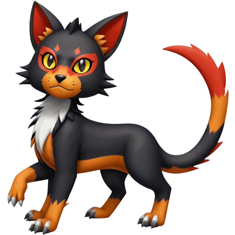 Cool edgy Torracat-Houndour-Litten-Digimon, full body emoji