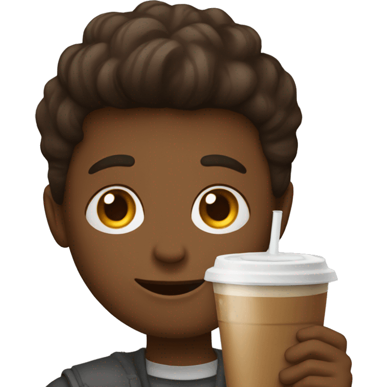 Boy with cold coffee  emoji