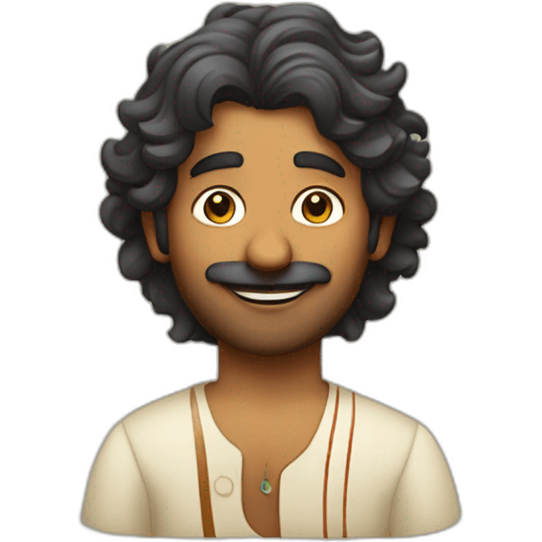 wavy haired indian man playing harmonium with no facial hair emoji