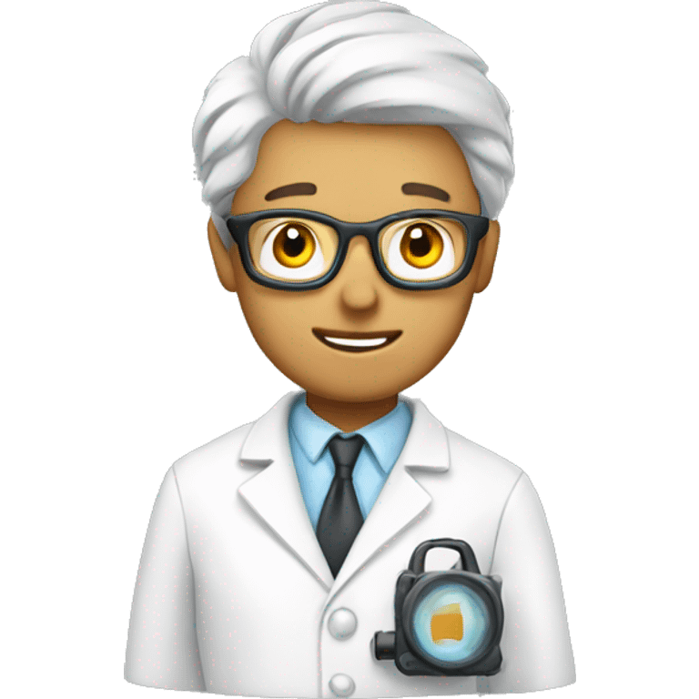 Scientist taking a photo while wearing a lab coat emoji