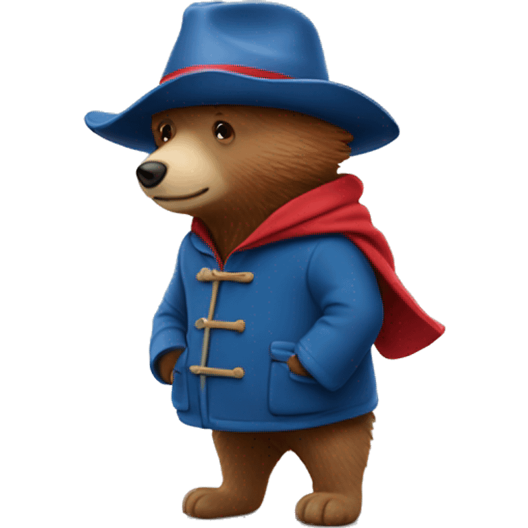 paddington bear wearing blue coat and red hat emoji