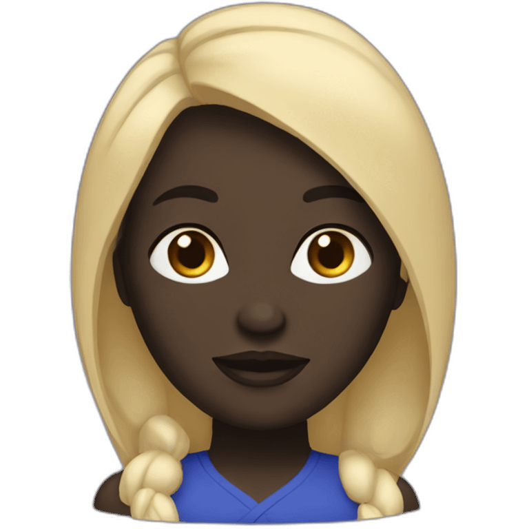 woman with cobalt black skin and facial hair emoji