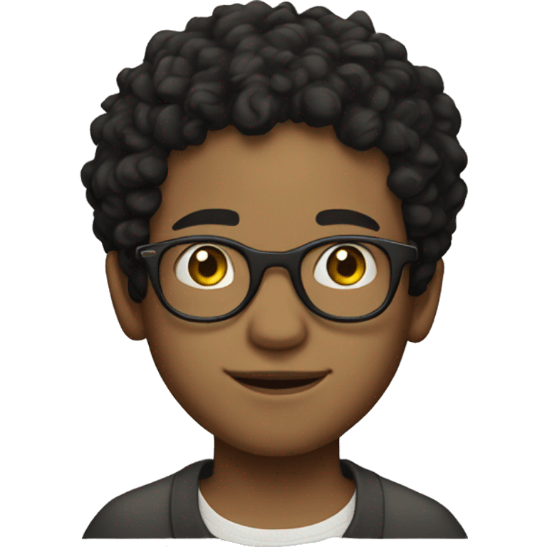 Mixed boy with freckles clear glasses and short curly black hair  emoji