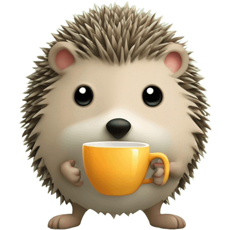 a hedgehog at gym with a cup of tee with mint in his hand emoji