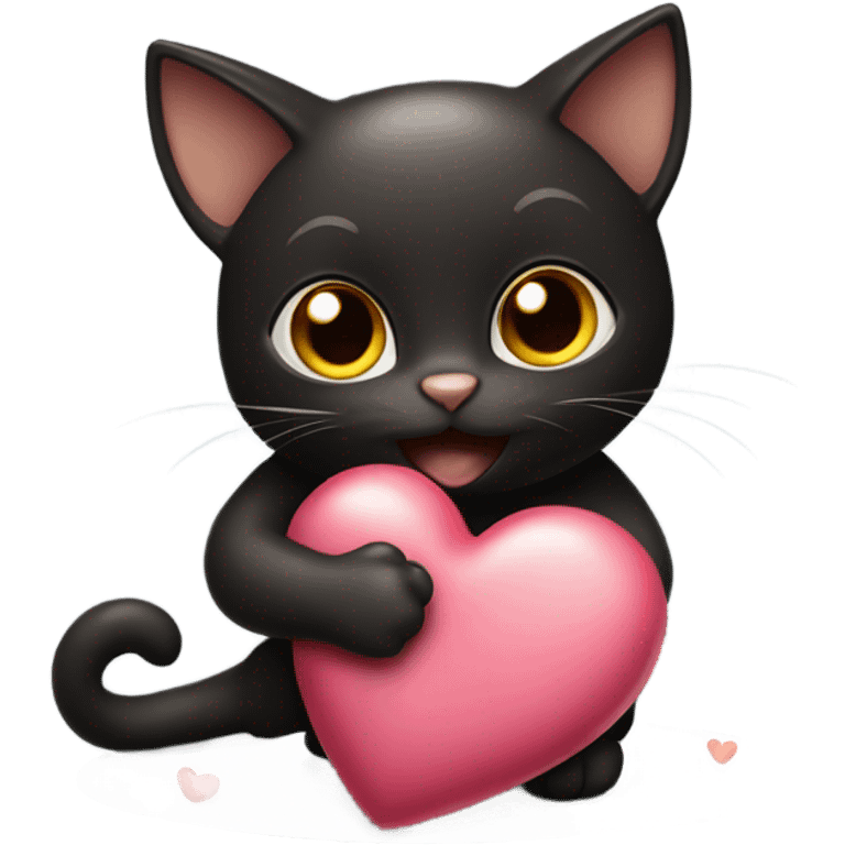 Black cat with heart chocolate  emoji