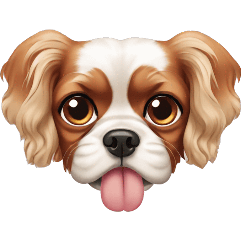 cavalier King Charles spaniel with bow emoji