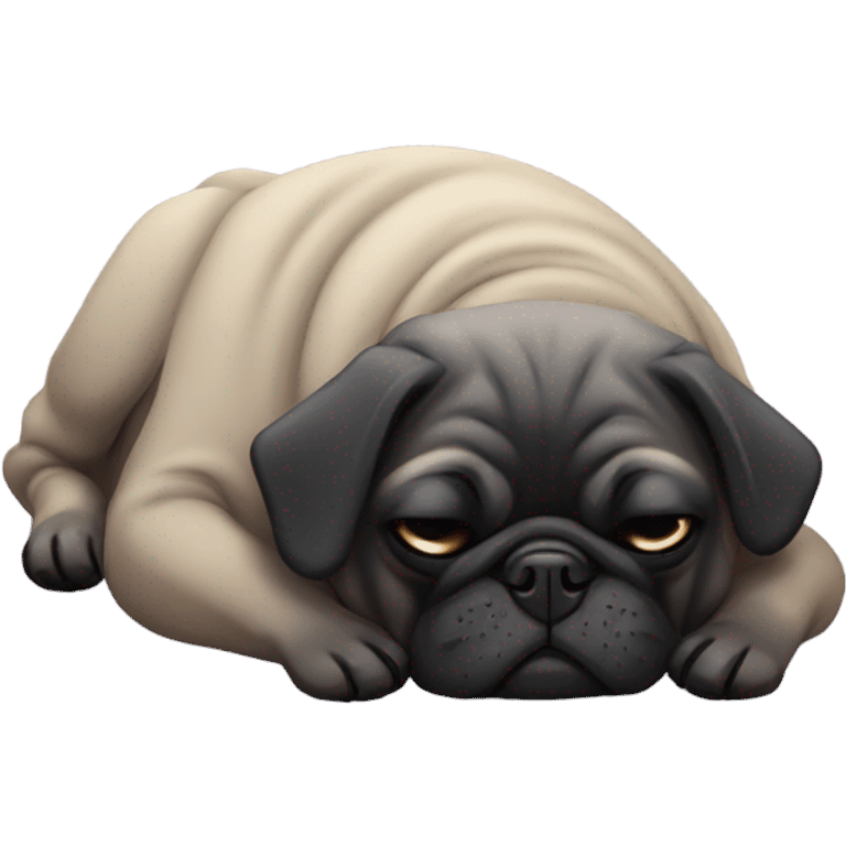 Black pug sleeping emoji