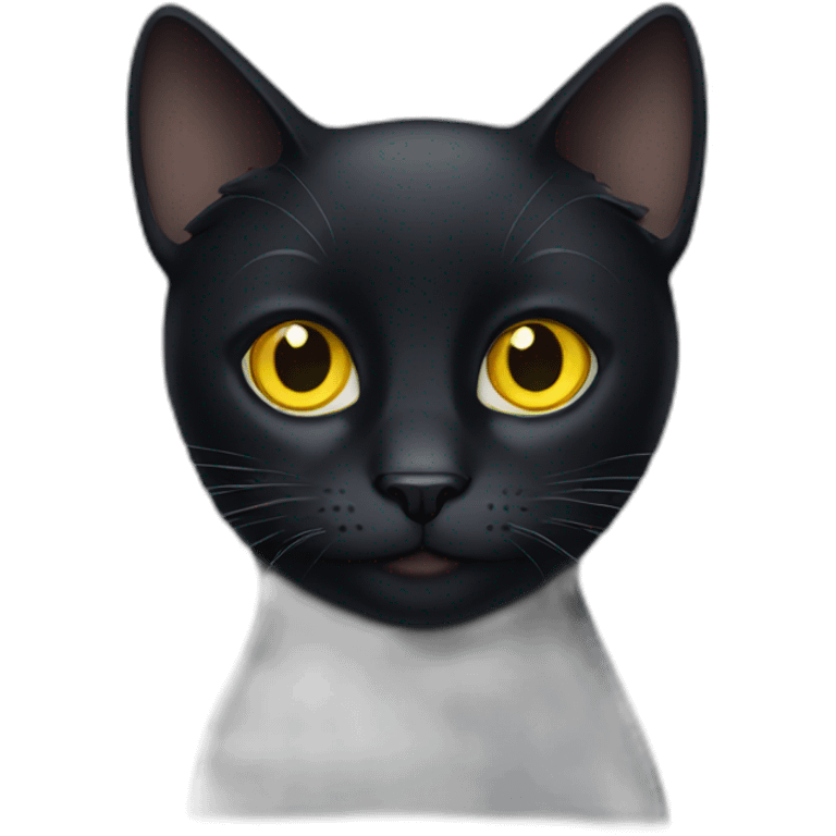 Black cat with yellow eyes emoji