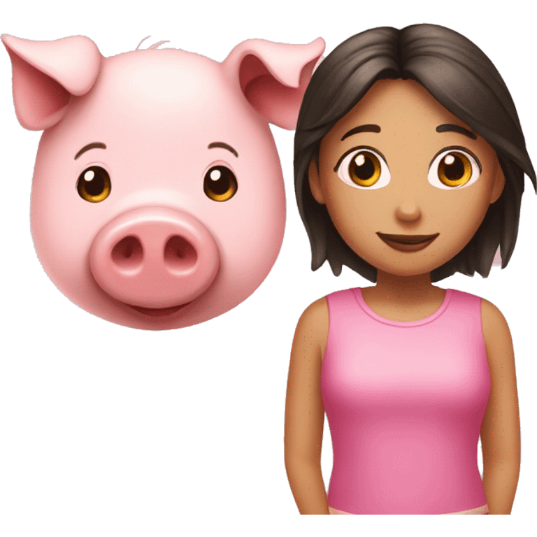 A girl and pig emoji