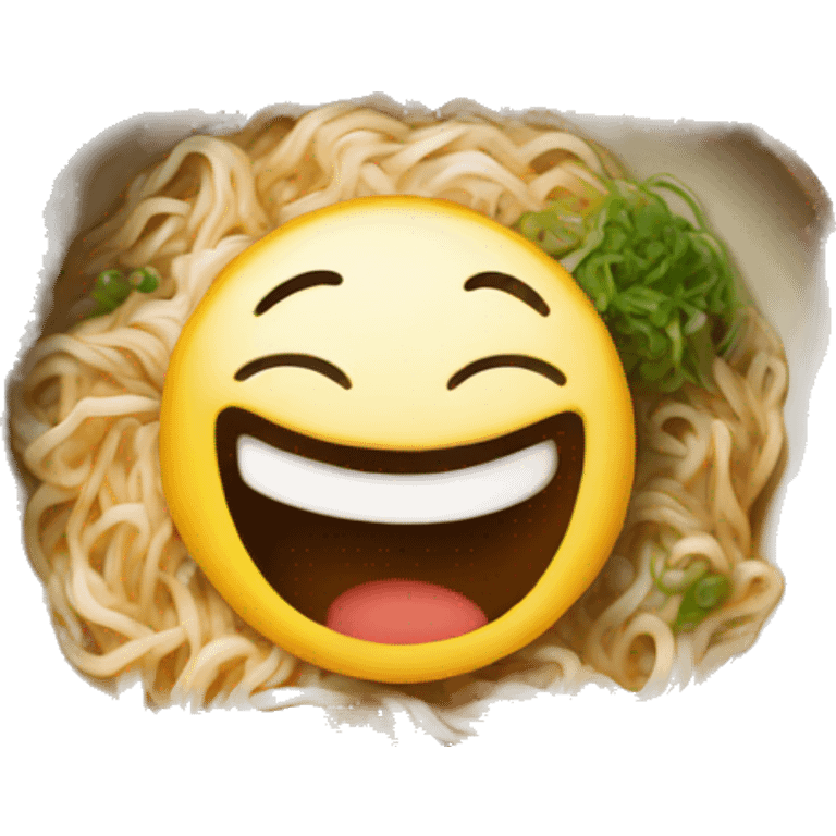 a ramen bowl laughing emoji