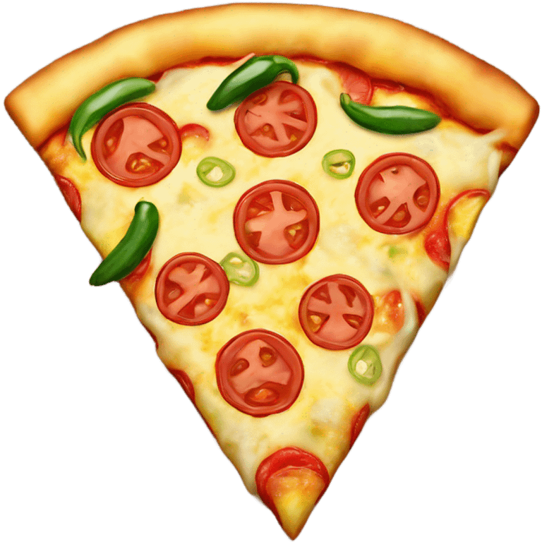 Pizza with pineapple and jalepeno on it emoji